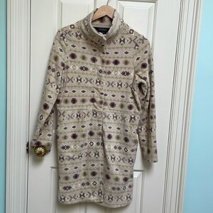 Kyodan Outdoor sz XS long fleece coatigan shacket beige olive purple aztec